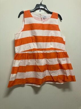 CROWN & IVY/Orange & White Striped Sleeveless- Classic Summer Top